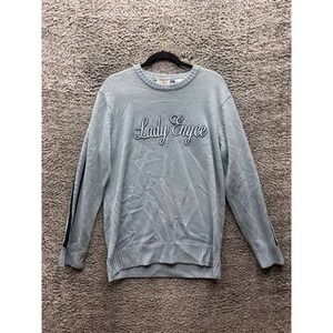 Lady Enyce Embroidered‎ Acrylic-Wool Pullover Sweatshirt Light Blue Mens Size L